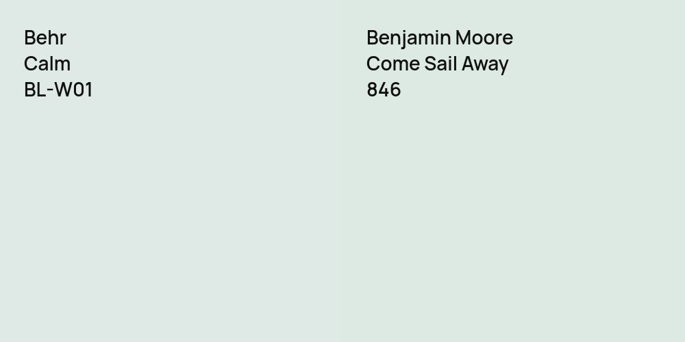 Behr Calm vs. Benjamin Moore Come Sail Away