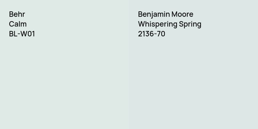 Behr Calm vs. Benjamin Moore Whispering Spring