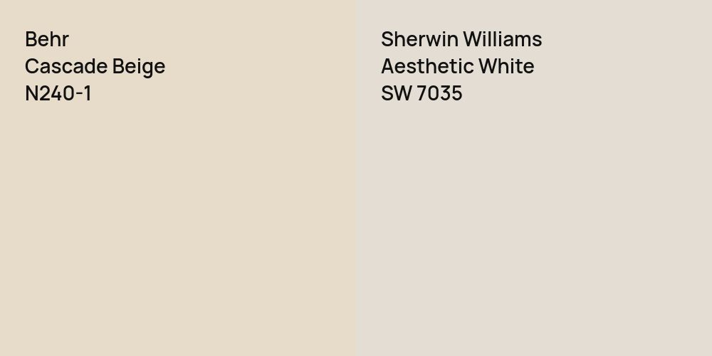 Behr Cascade Beige vs. Sherwin Williams Aesthetic White comparison