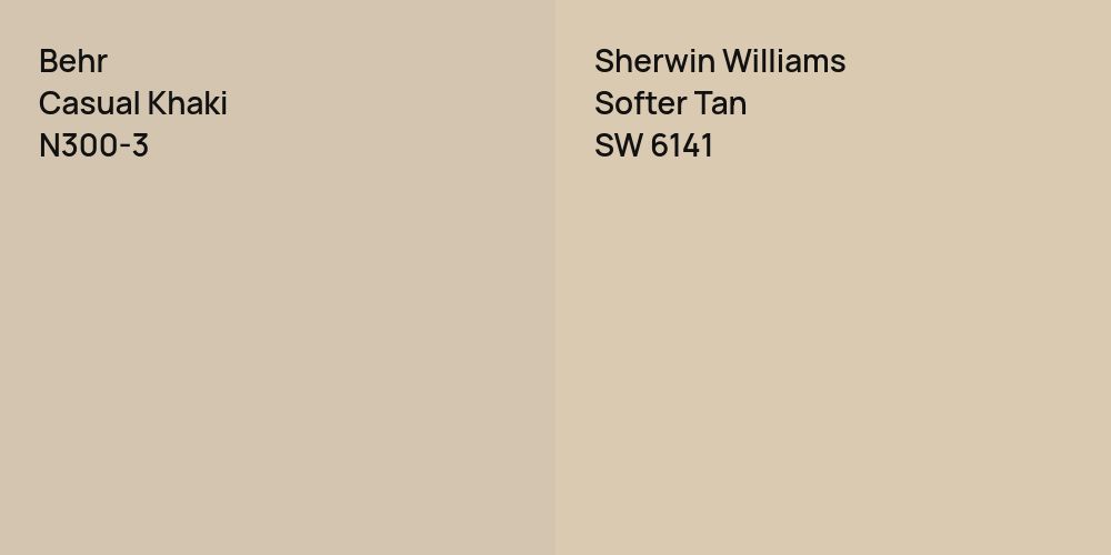 Behr Casual Khaki vs. Sherwin Williams Softer Tan