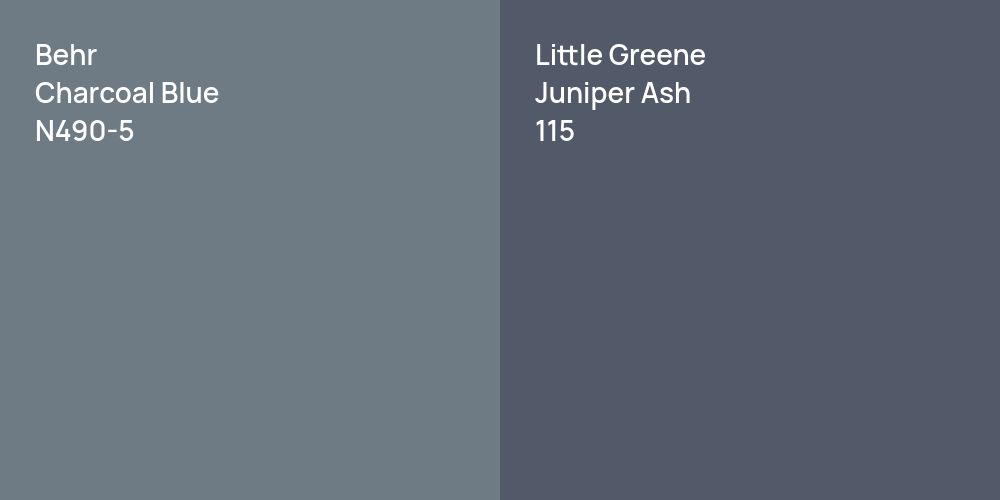 Behr Charcoal Blue vs. Little Greene Juniper Ash