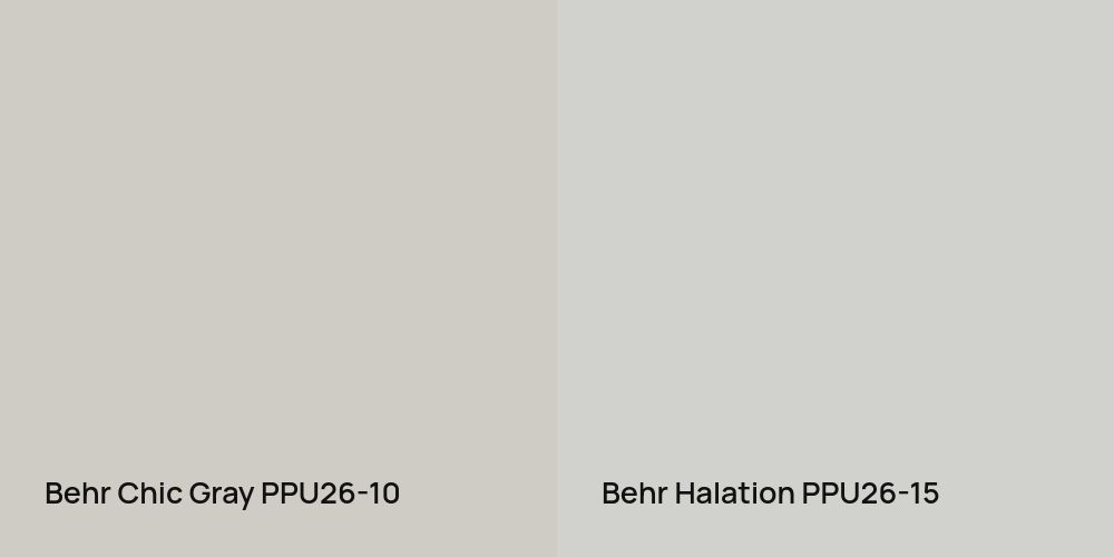 Behr Chic Gray vs. Behr Halation