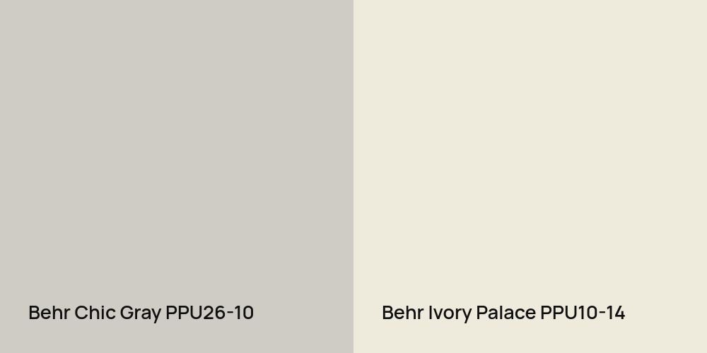 Behr Chic Gray vs. Behr Ivory Palace