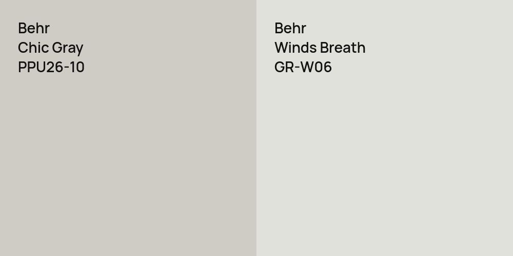 Behr Chic Gray vs. Behr Winds Breath