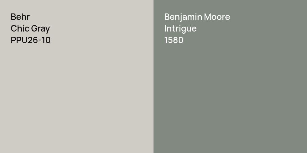 Behr Chic Gray vs. Benjamin Moore Intrigue