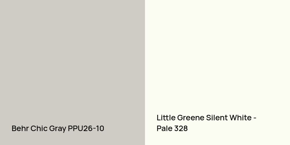 Behr Chic Gray vs. Little Greene Silent White - Pale