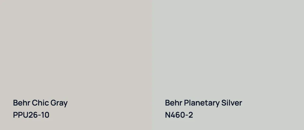 Behr Chic Gray PPU26-10 vs Behr Planetary Silver N460-2