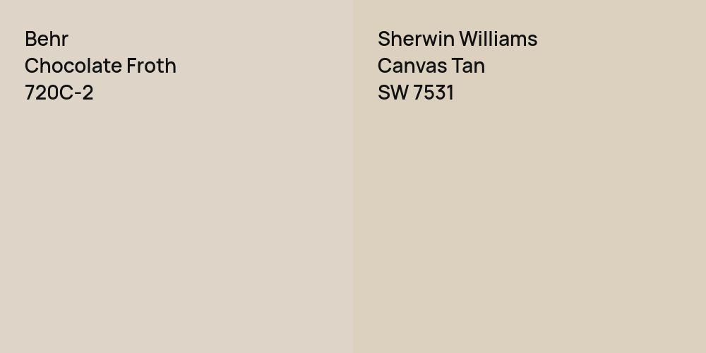 Behr Chocolate Froth vs. Sherwin Williams Canvas Tan