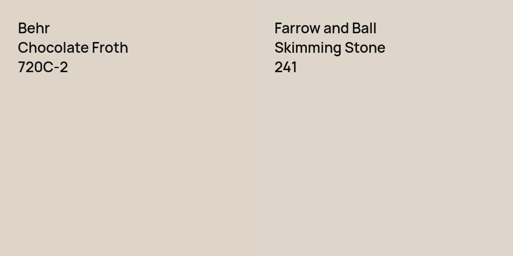 Behr Chocolate Froth vs. Farrow and Ball Skimming Stone