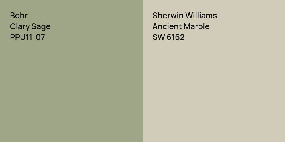 Behr Clary Sage vs. Sherwin Williams Ancient Marble