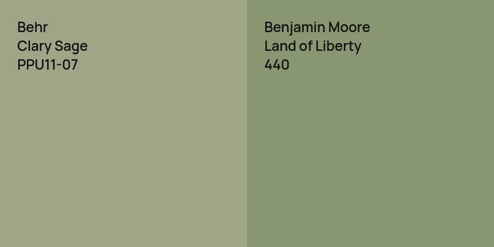 Behr Clary Sage vs. Benjamin Moore Land of Liberty