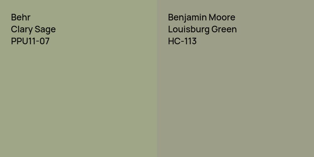 Behr Clary Sage vs. Benjamin Moore Louisburg Green