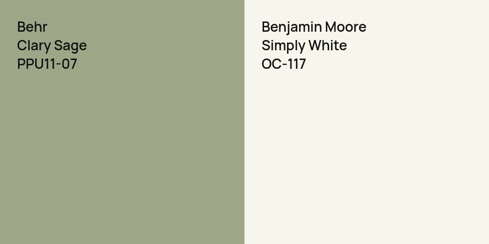 Behr Clary Sage vs. Benjamin Moore Simply White