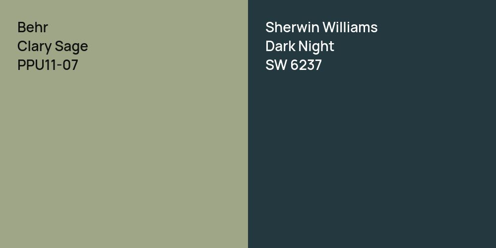 Behr Clary Sage vs. Sherwin Williams Dark Night