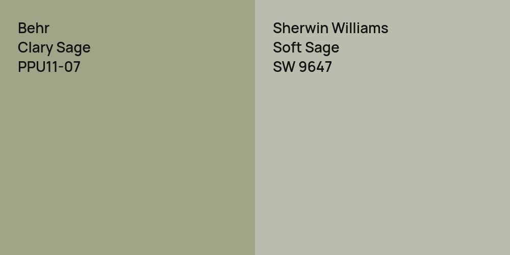 Behr Clary Sage vs. Sherwin Williams Soft Sage