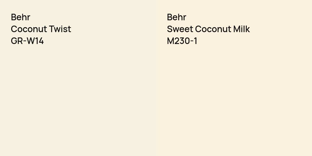 Behr Coconut Twist vs. Behr Sweet Coconut Milk