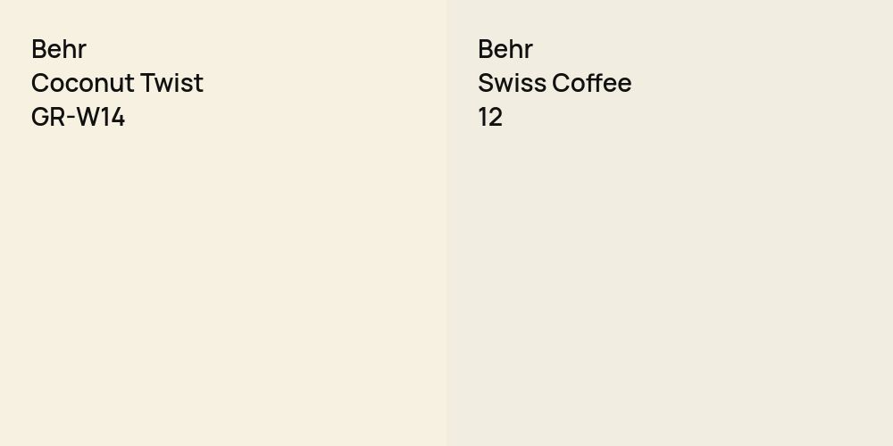 Behr Coconut Twist vs. Behr Swiss Coffee