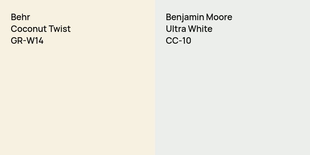 Behr Coconut Twist vs. Benjamin Moore Ultra White