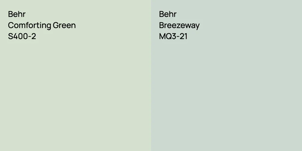 Behr Comforting Green vs. Behr Breezeway