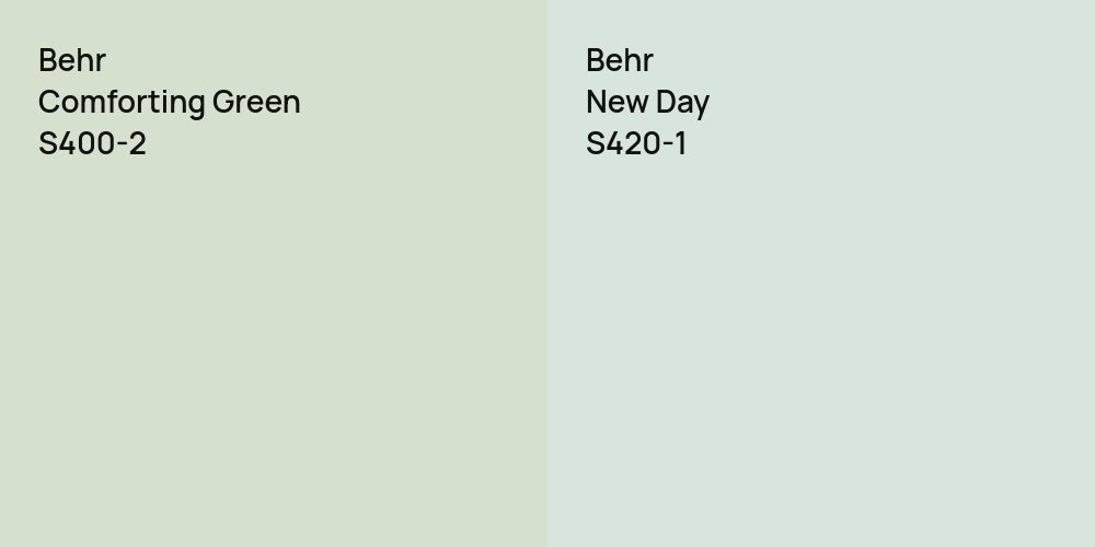 Behr Comforting Green vs. Behr New Day