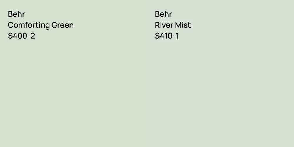 Behr Comforting Green vs. Behr River Mist