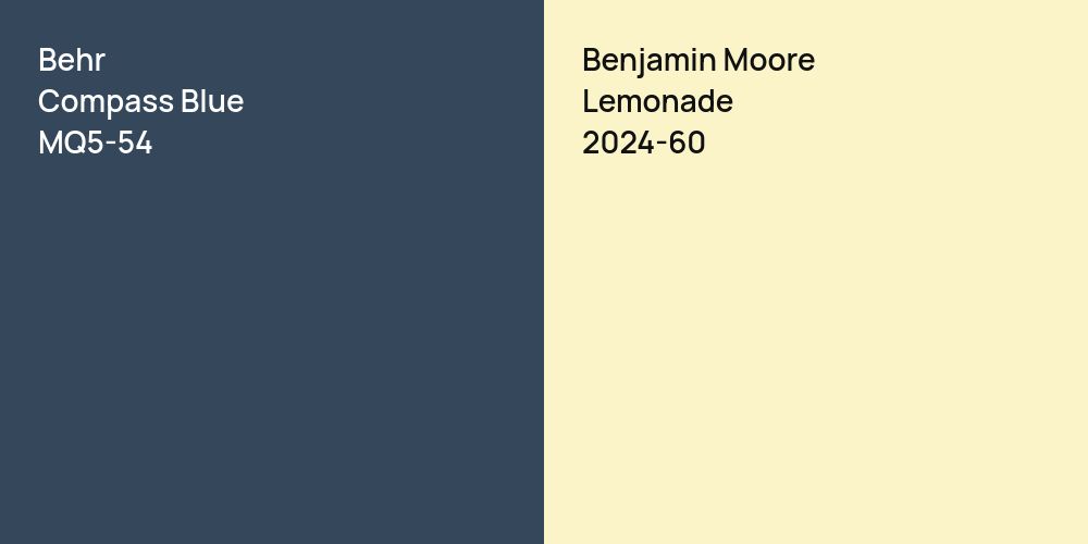 Behr Compass Blue vs. Benjamin Moore Lemonade