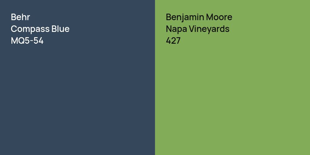 Behr Compass Blue vs. Benjamin Moore Napa Vineyards