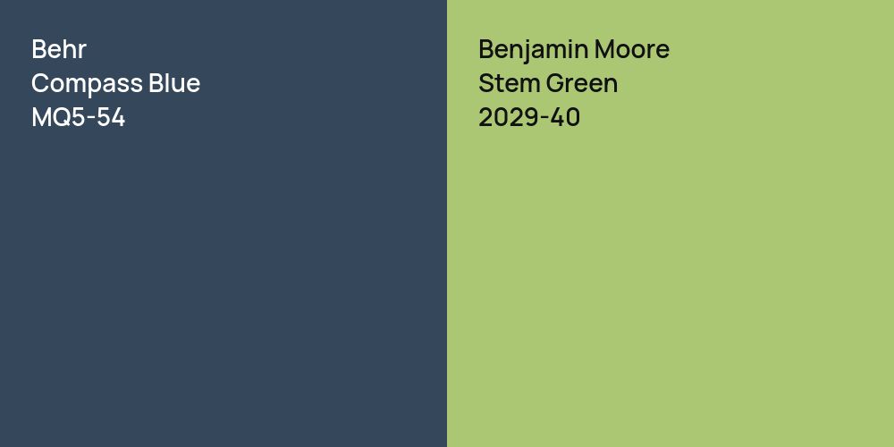 Behr Compass Blue vs. Benjamin Moore Stem Green