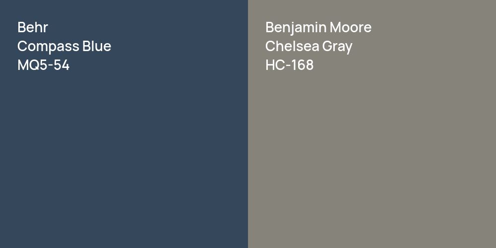 Behr Compass Blue vs. Benjamin Moore Chelsea Gray