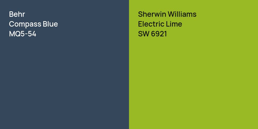 Behr Compass Blue vs. Sherwin Williams Electric Lime