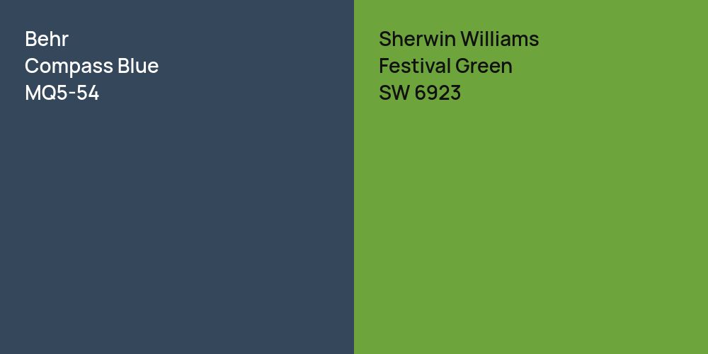 Behr Compass Blue vs. Sherwin Williams Festival Green