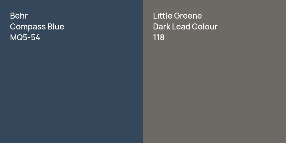 Behr Compass Blue vs. Little Greene Dark Lead Colour