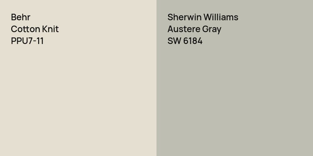 Behr Cotton Knit vs. Sherwin Williams Austere Gray