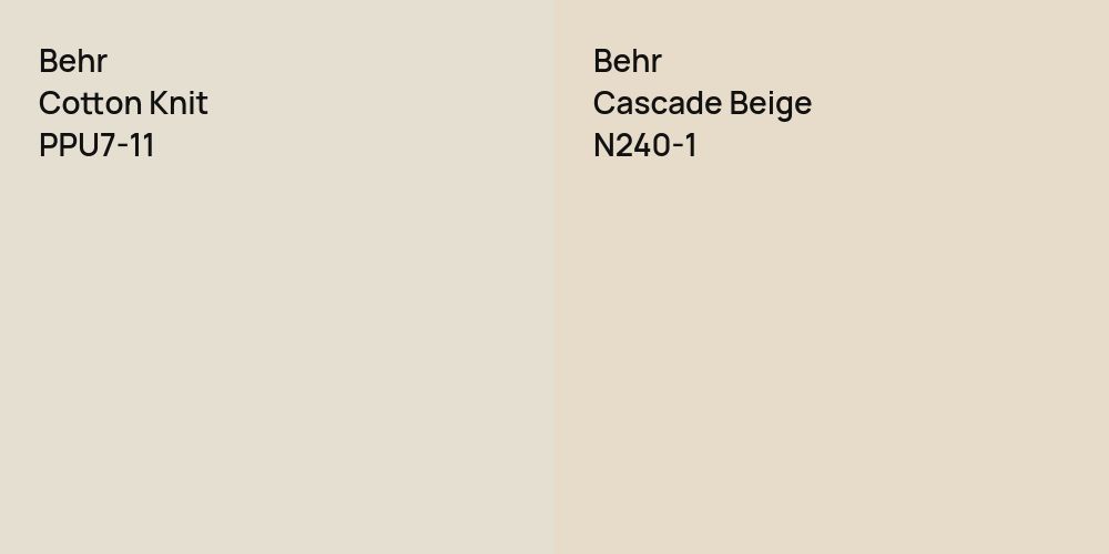 Behr Cotton Knit vs. Behr Cascade Beige