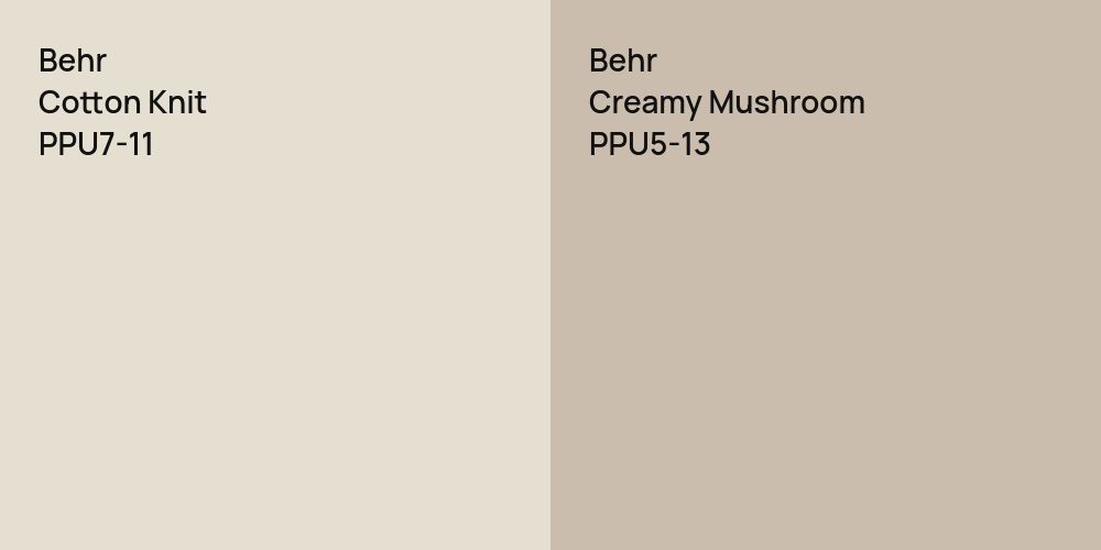 Behr Cotton Knit vs. Behr Creamy Mushroom