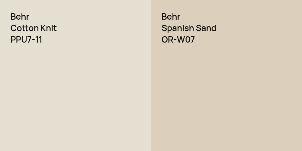 Behr Cotton Knit vs. Behr Spanish Sand