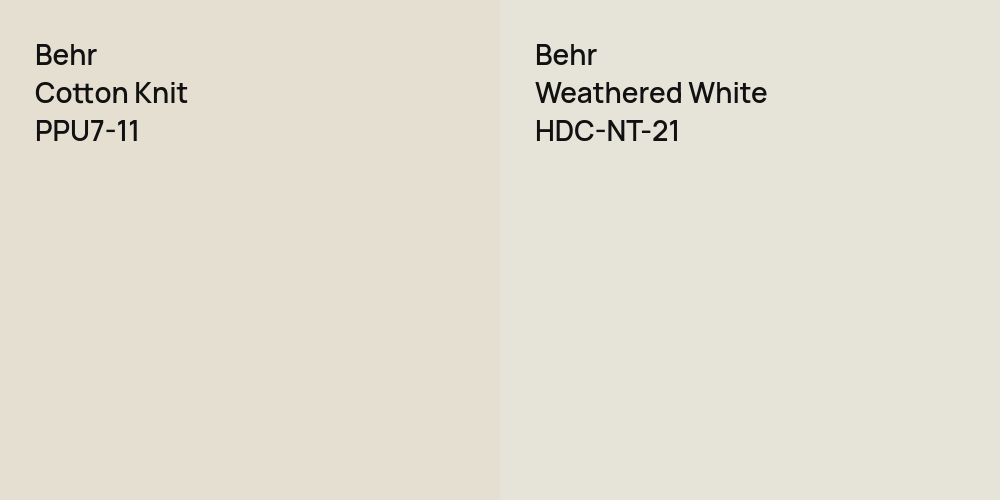 Behr Cotton Knit vs. Behr Weathered White