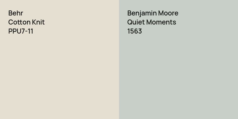 Behr Cotton Knit vs. Benjamin Moore Quiet Moments