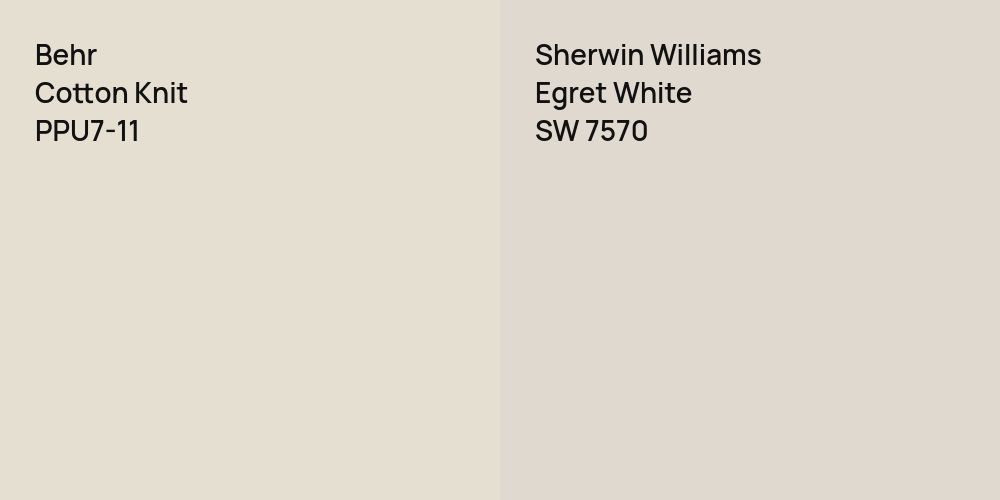 Behr Cotton Knit vs. Sherwin Williams Egret White