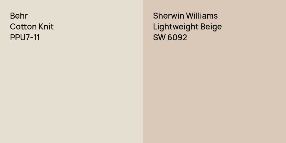 Behr Cotton Knit vs. Sherwin Williams Lightweight Beige