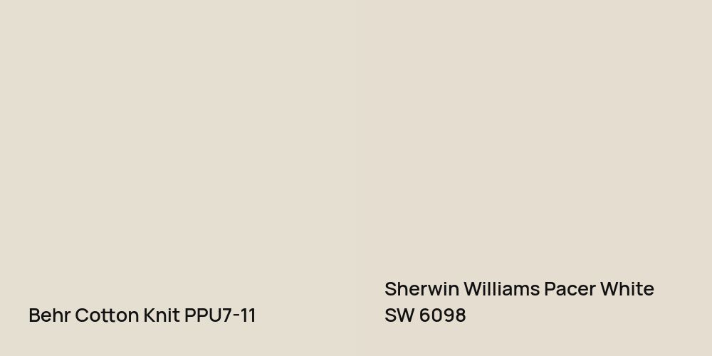 Behr Cotton Knit vs. Sherwin Williams Pacer White