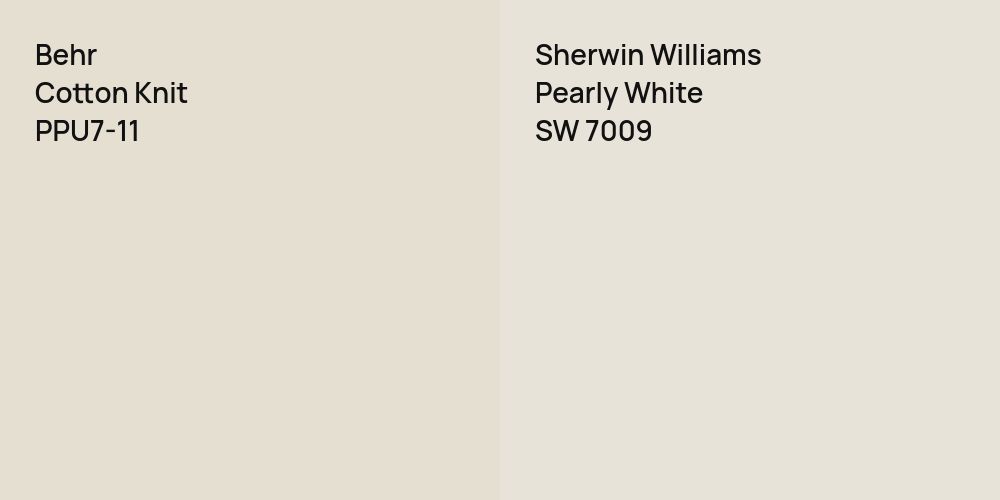 Behr Cotton Knit vs. Sherwin Williams Pearly White