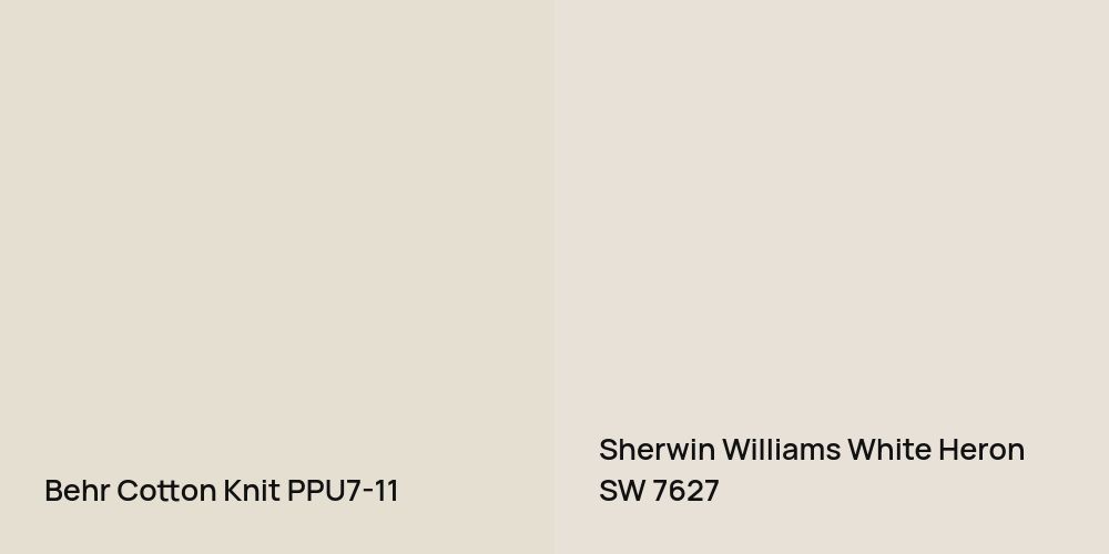 Behr Cotton Knit vs. Sherwin Williams White Heron