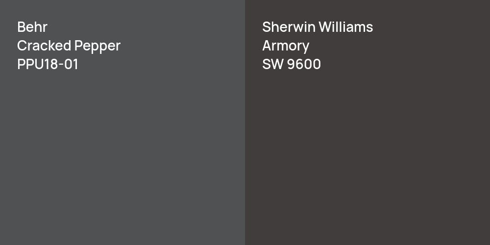 Behr Cracked Pepper vs. Sherwin Williams Armory