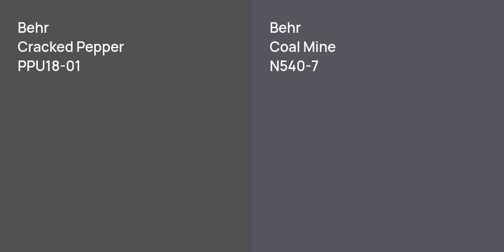 Behr Cracked Pepper vs. Behr Coal Mine