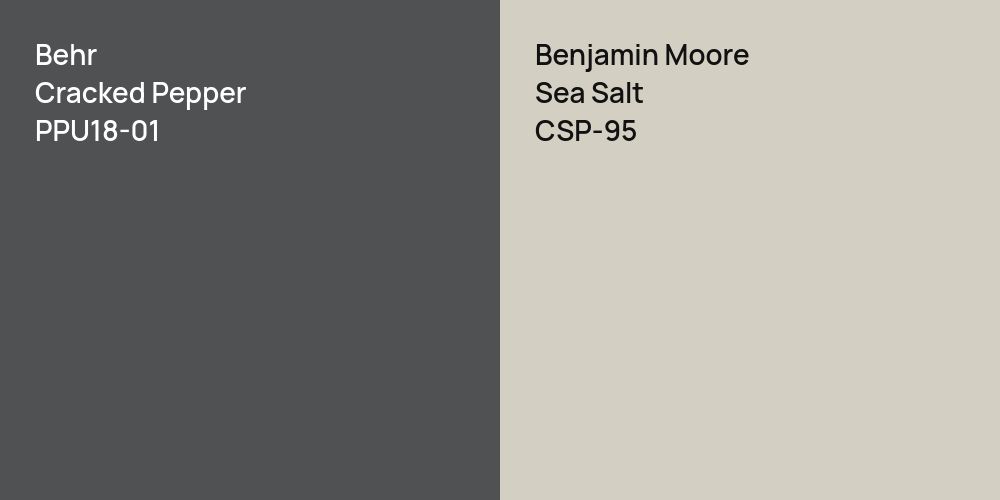 Behr Cracked Pepper vs. Benjamin Moore Sea Salt