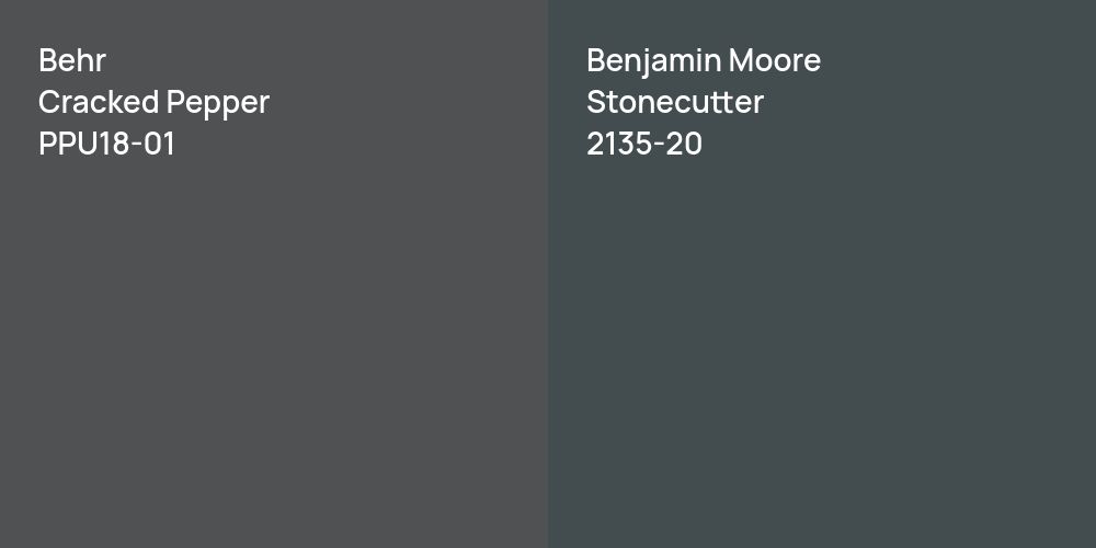 Behr Cracked Pepper vs. Benjamin Moore Stonecutter