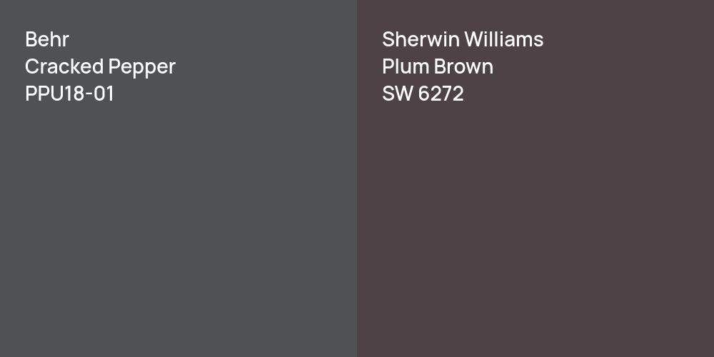 Behr Cracked Pepper vs. Sherwin Williams Plum Brown