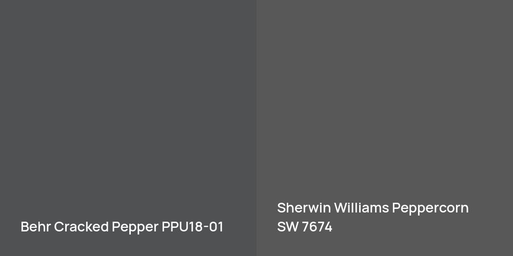 Behr Cracked Pepper vs. Sherwin Williams Peppercorn