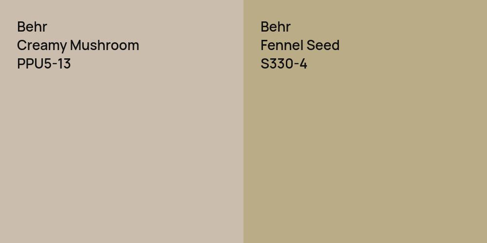 Behr Creamy Mushroom vs. Behr Fennel Seed